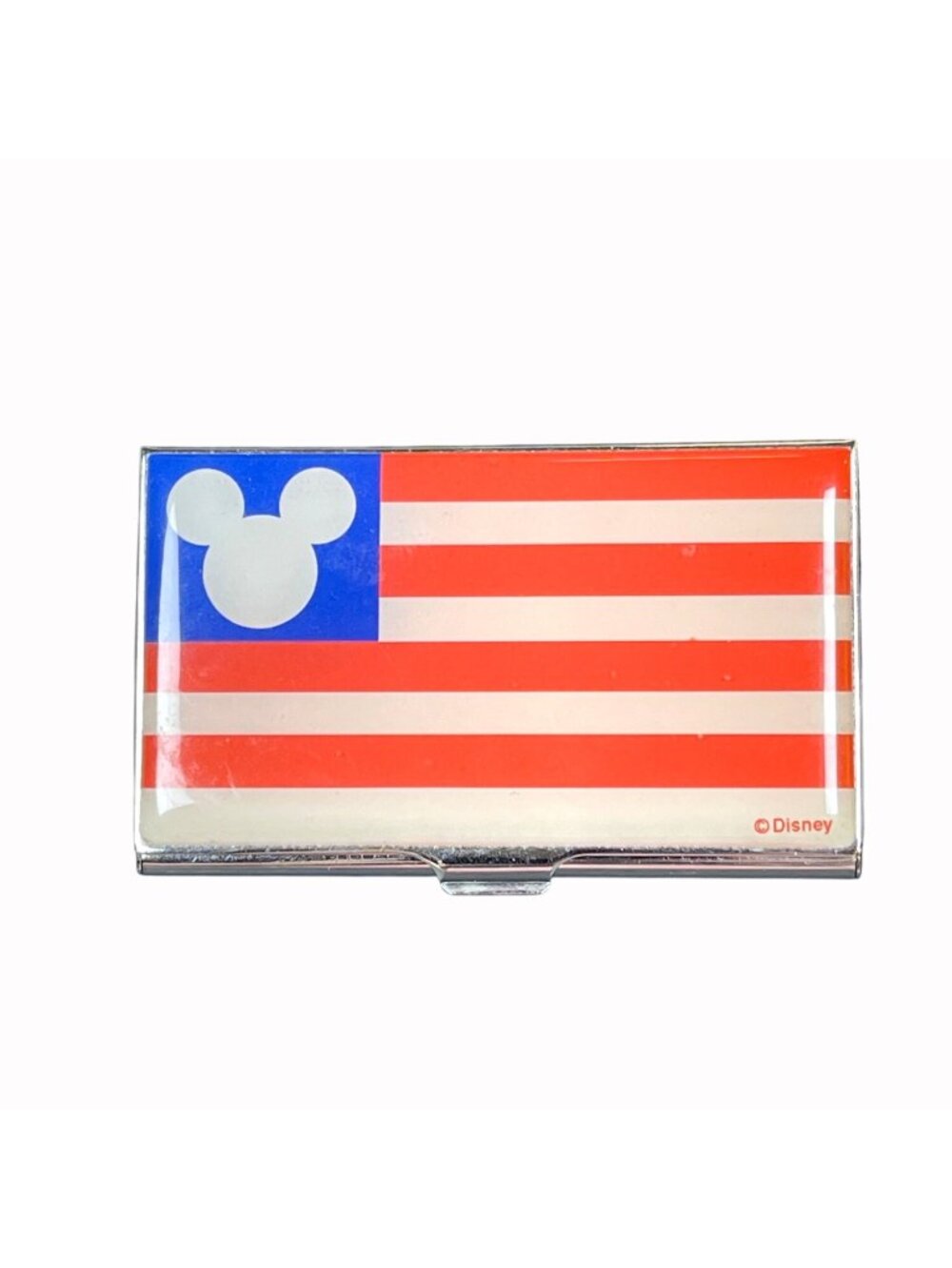 Vintage Disney Mickey Mouse Patriotic American Flag Business Credit Card Case - Picture 14 of 14